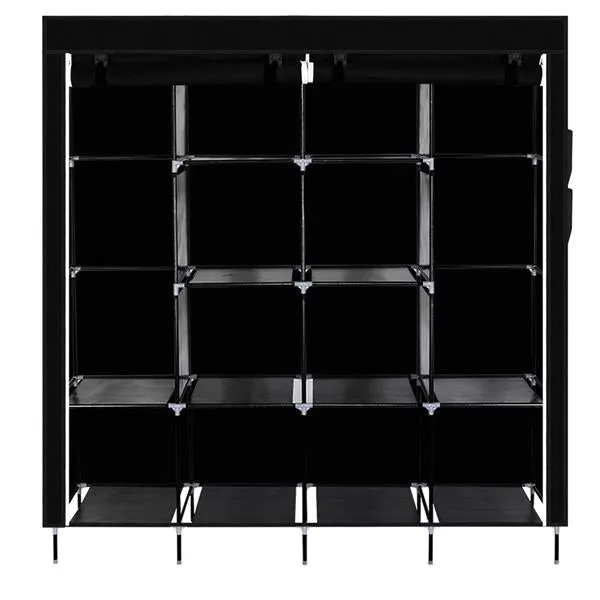 67" Portable Clothes Closet with 12 Shelves, Black