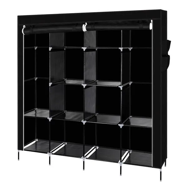 67" Portable Clothes Closet with 12 Shelves, Black