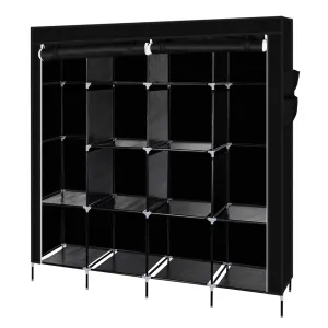 67" Portable Clothes Closet with 12 Shelves, Black