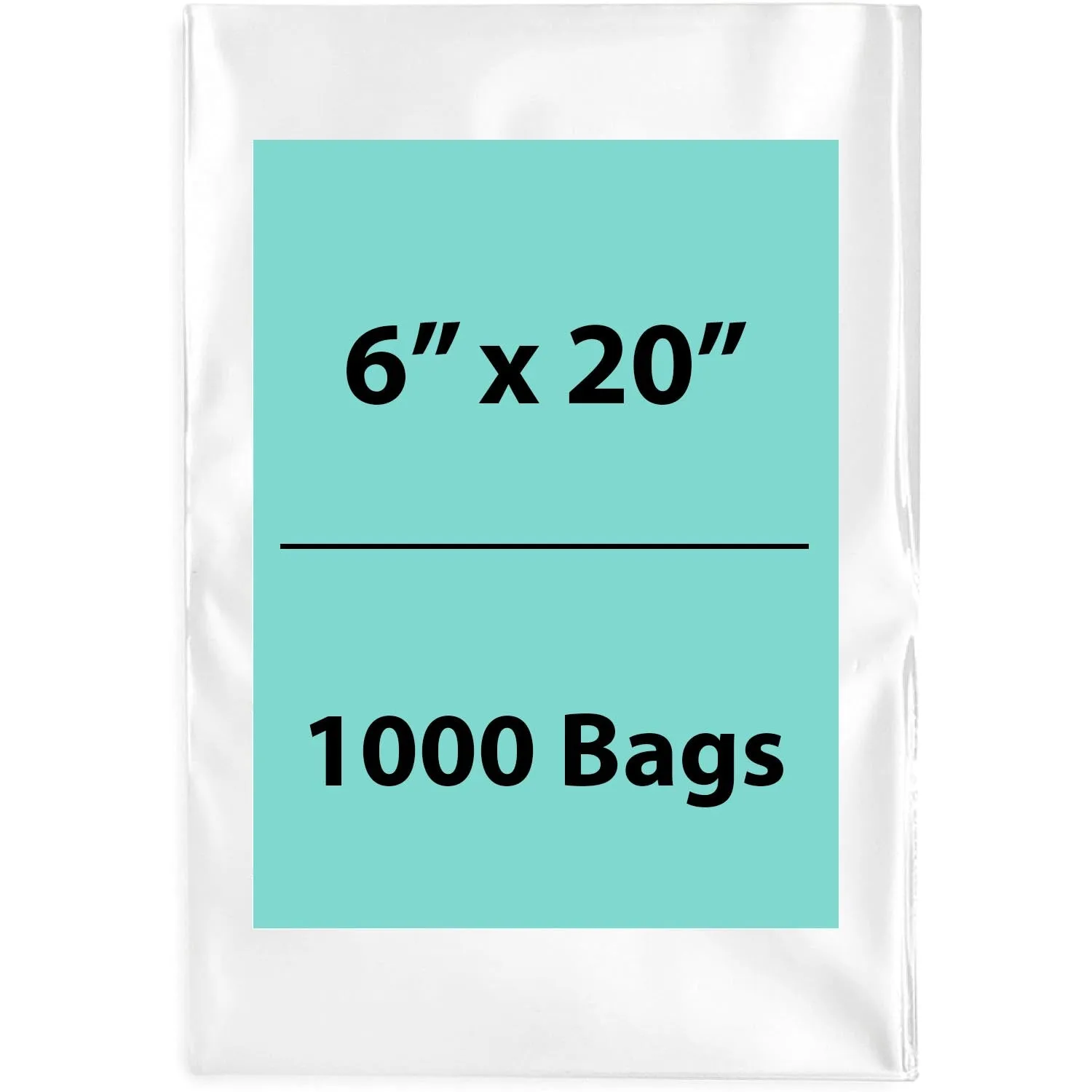 6X20 inches Clear Flat Poly Bags 2Mil Open Top (LDPE)