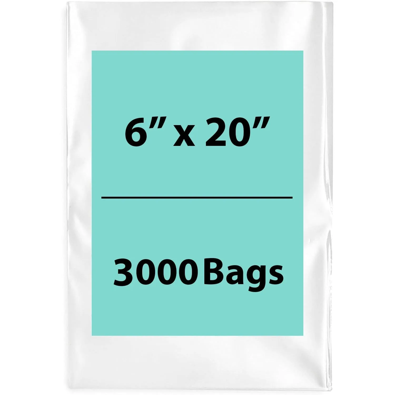 6X20 inches Clear Flat Poly Bags 2Mil Open Top (LDPE)