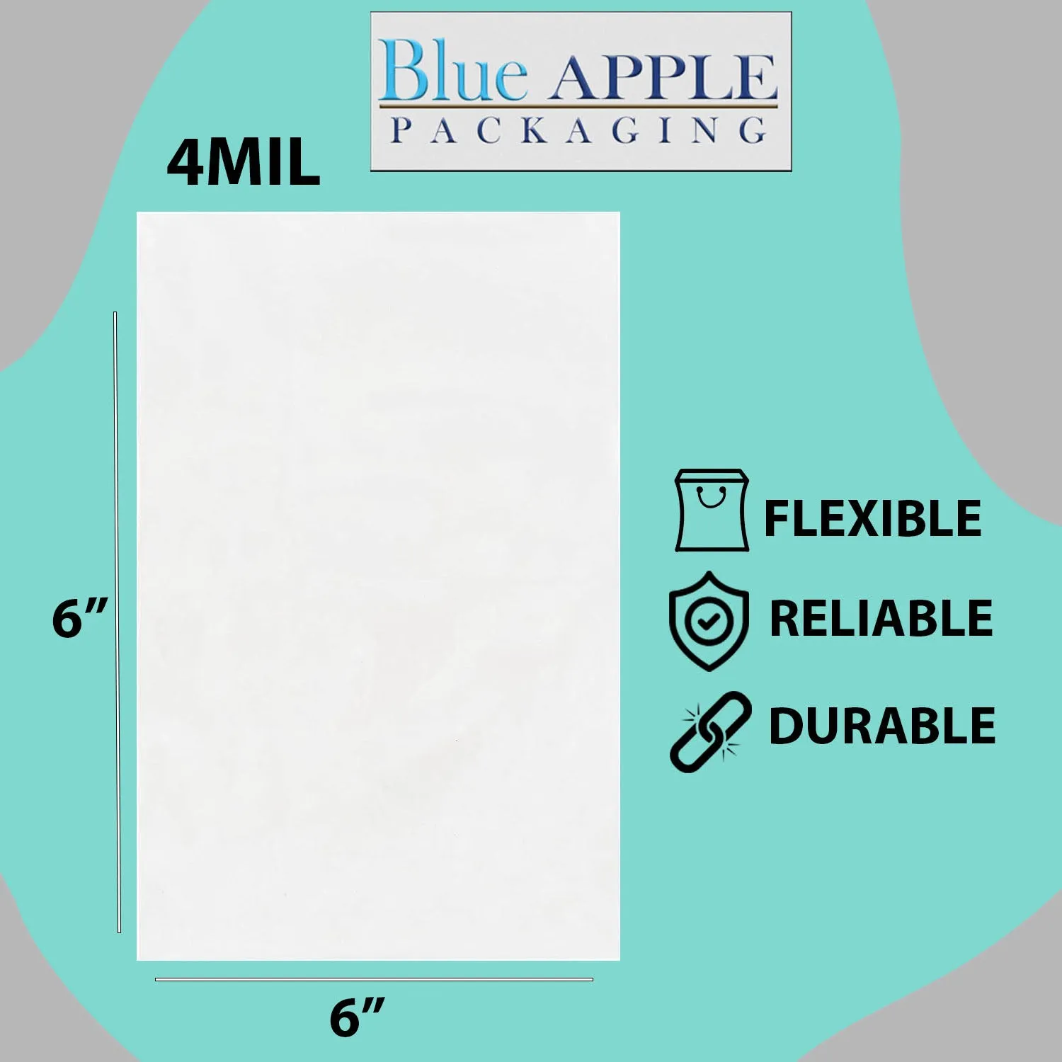 6X6 inches Clear Flat Poly Bags 4Mil Open Top (LDPE)