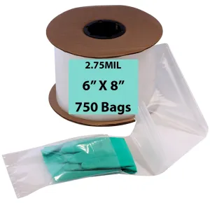 6X8 Inches Kwik-Fill® Pre-Opened Poly Bags on Roll 2.75 Mil AutoBags 750/RL