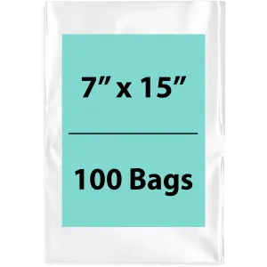7X15 inches Clear Flat Poly Bags 1.5Mil Open Top (LDPE)