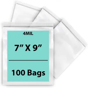 7X9 inches Reclosable Single Line Zipper Poly Bags 4 Mil (LDPE)