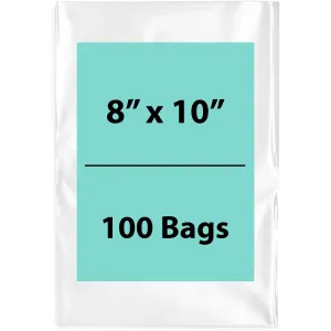 8X10 inches Clear Flat Poly Bags 2Mil Open Top (LDPE)