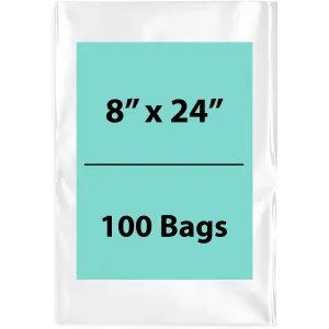 8X24 inches Clear Flat Poly Bags 4Mil Open Top (LDPE)