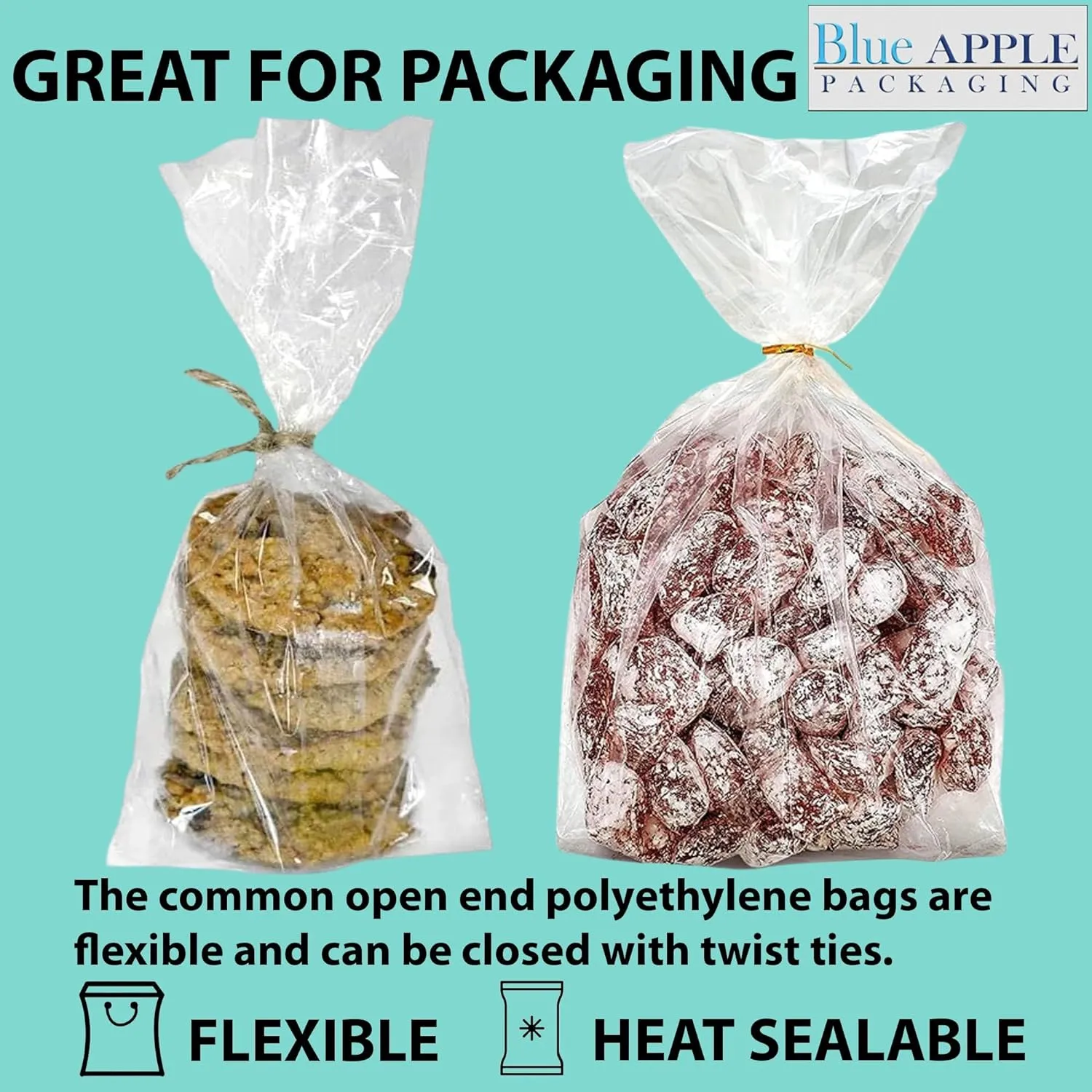 8X5X18 inches Gusseted Poly Bags Clear 1 Mil Low Density LDPE