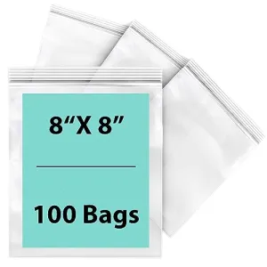 8X8 inches Reclosable Single Line Zipper Poly Bags 2 Mil (LDPE)