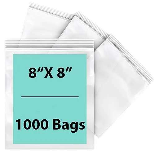 8X8 inches Reclosable Single Line Zipper Poly Bags 2 Mil (LDPE)