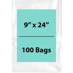 9X24 inches Clear Flat Poly Bags 1.5Mil Open Top (LDPE)