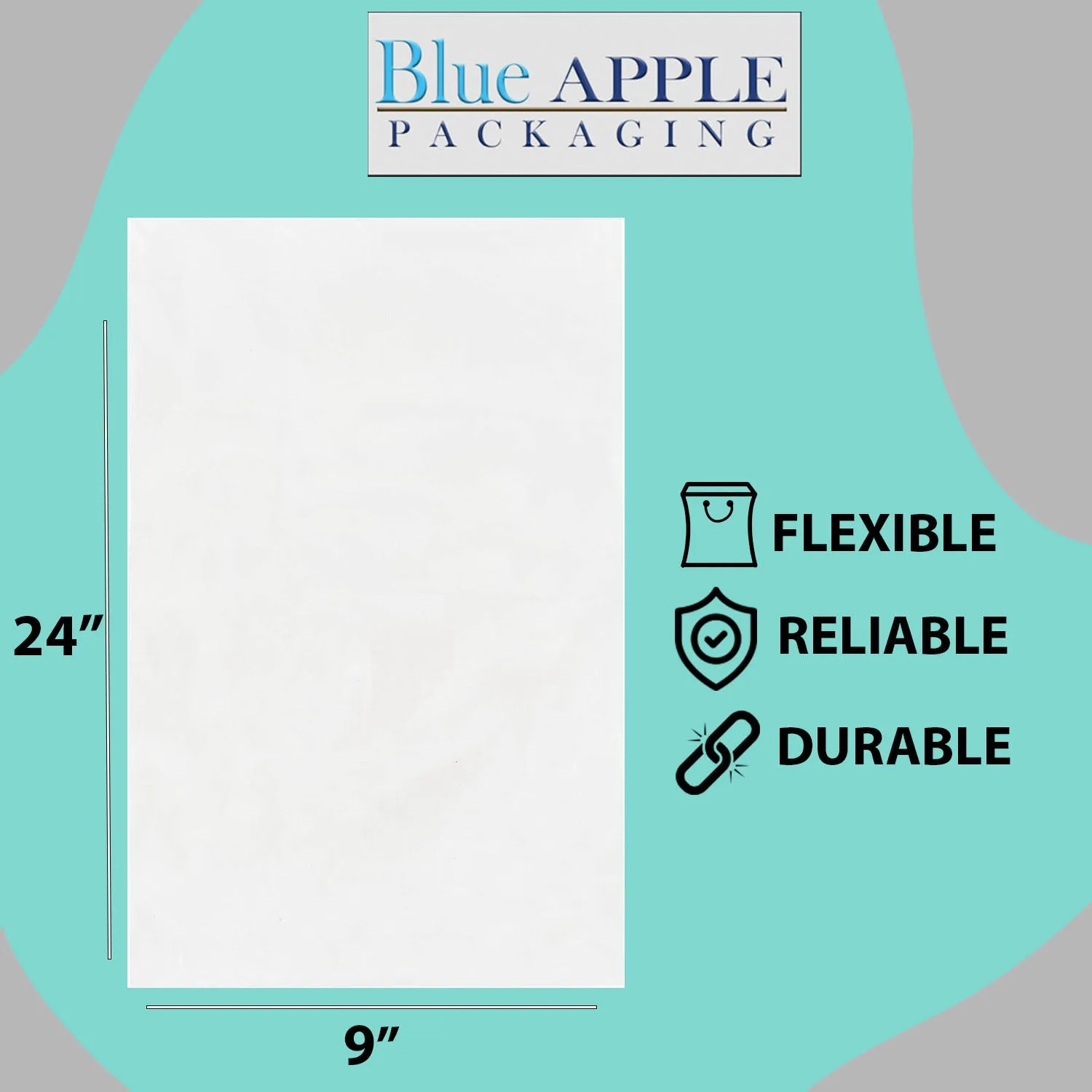 9X24 inches Clear Flat Poly Bags 1.5Mil Open Top (LDPE)