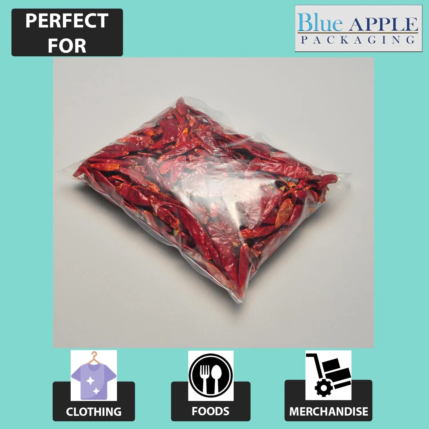 9X24 inches Clear Flat Poly Bags 1.5Mil Open Top (LDPE)