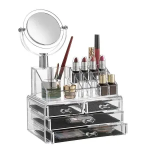 Acrylic 4-Drawer Cosmetic Organizer with Detachable Mirror