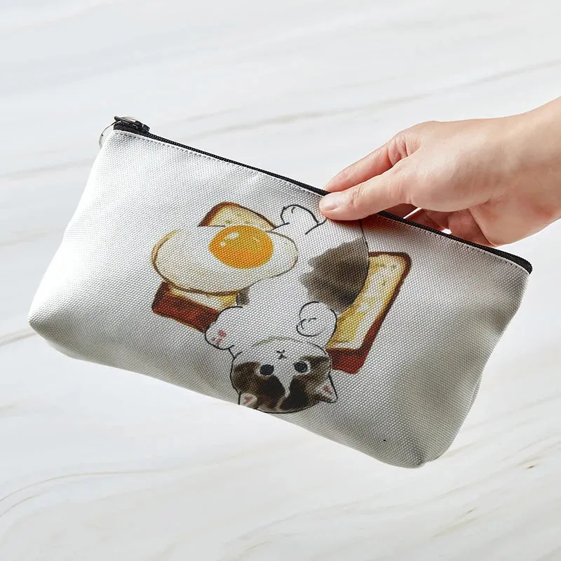 Adorable Kawaii Cat Makeup Bag 🐾✨ - Cute Canvas Cosmetic Organizer for Travel & Toiletries! 👜🌈