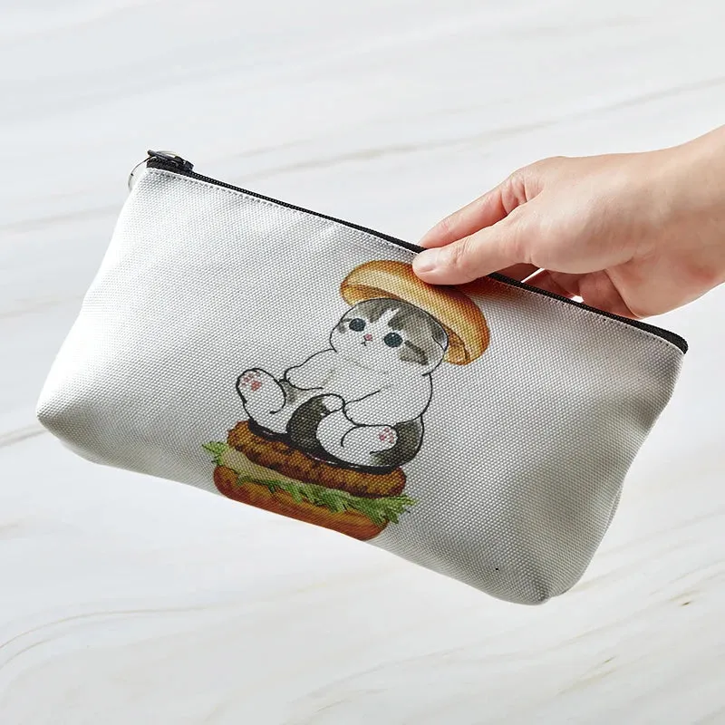 Adorable Kawaii Cat Makeup Bag 🐾✨ - Cute Canvas Cosmetic Organizer for Travel & Toiletries! 👜🌈