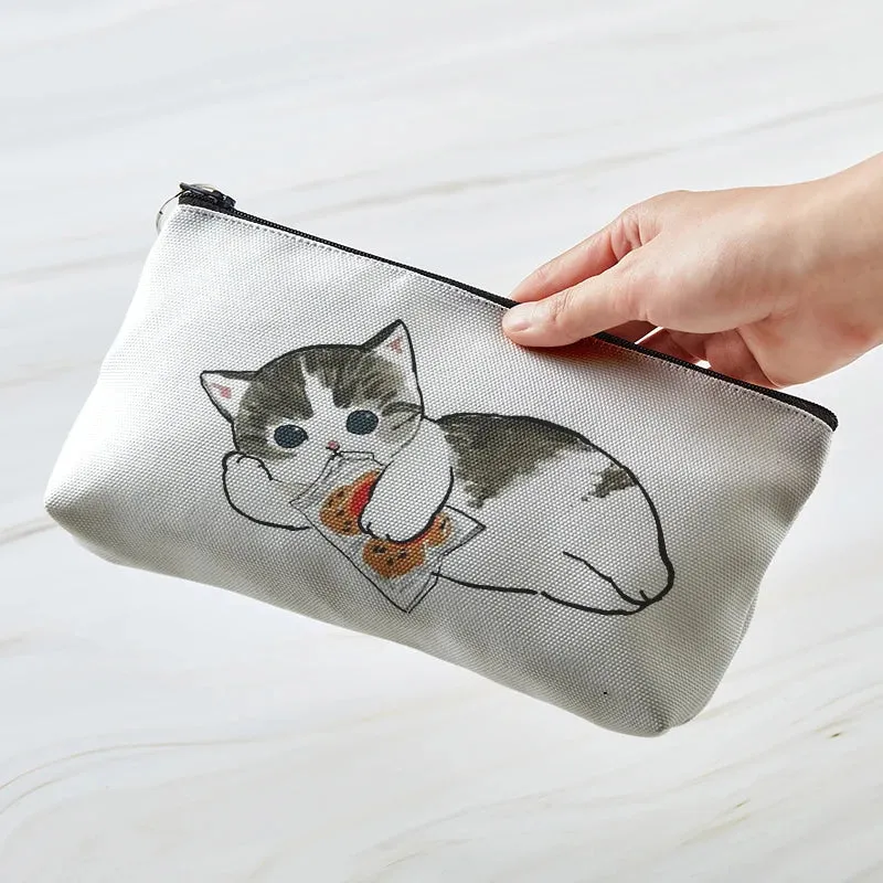 Adorable Kawaii Cat Makeup Bag 🐾✨ - Cute Canvas Cosmetic Organizer for Travel & Toiletries! 👜🌈
