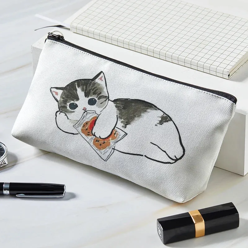 Adorable Kawaii Cat Makeup Bag 🐾✨ - Cute Canvas Cosmetic Organizer for Travel & Toiletries! 👜🌈