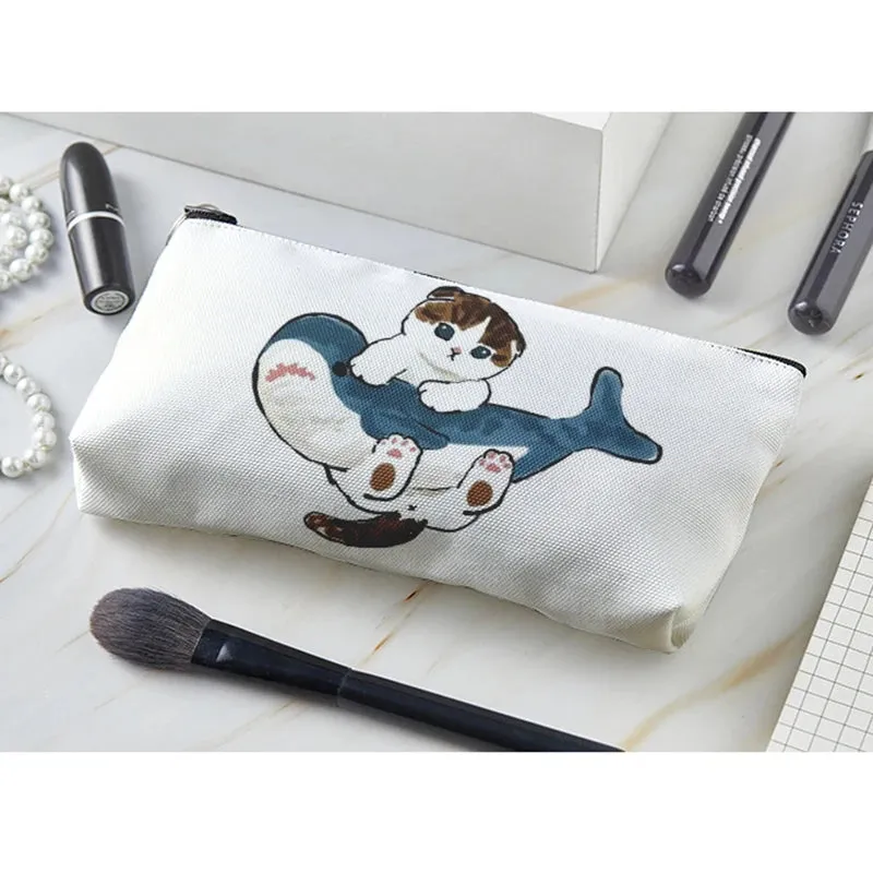 Adorable Kawaii Cat Makeup Bag 🐾✨ - Cute Canvas Cosmetic Organizer for Travel & Toiletries! 👜🌈