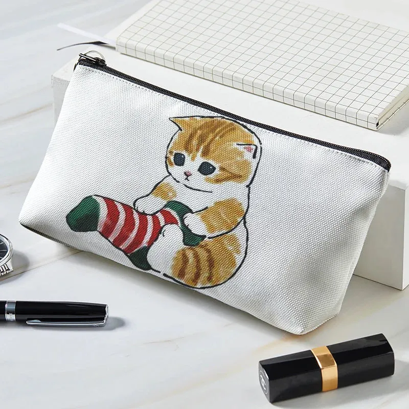 Adorable Kawaii Cat Makeup Bag 🐾✨ - Cute Canvas Cosmetic Organizer for Travel & Toiletries! 👜🌈