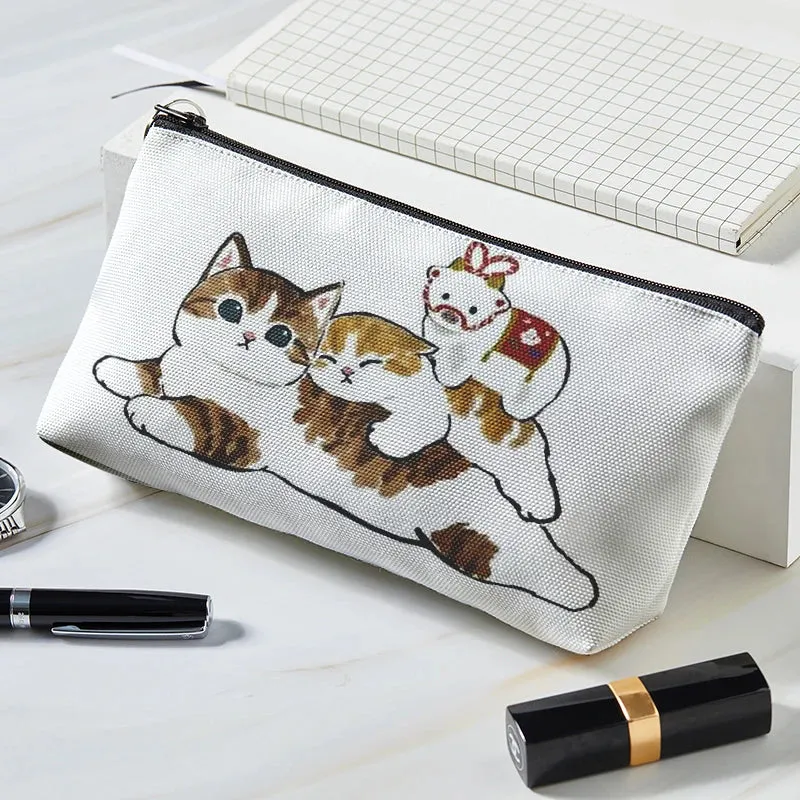 Adorable Kawaii Cat Makeup Bag 🐾✨ - Cute Canvas Cosmetic Organizer for Travel & Toiletries! 👜🌈