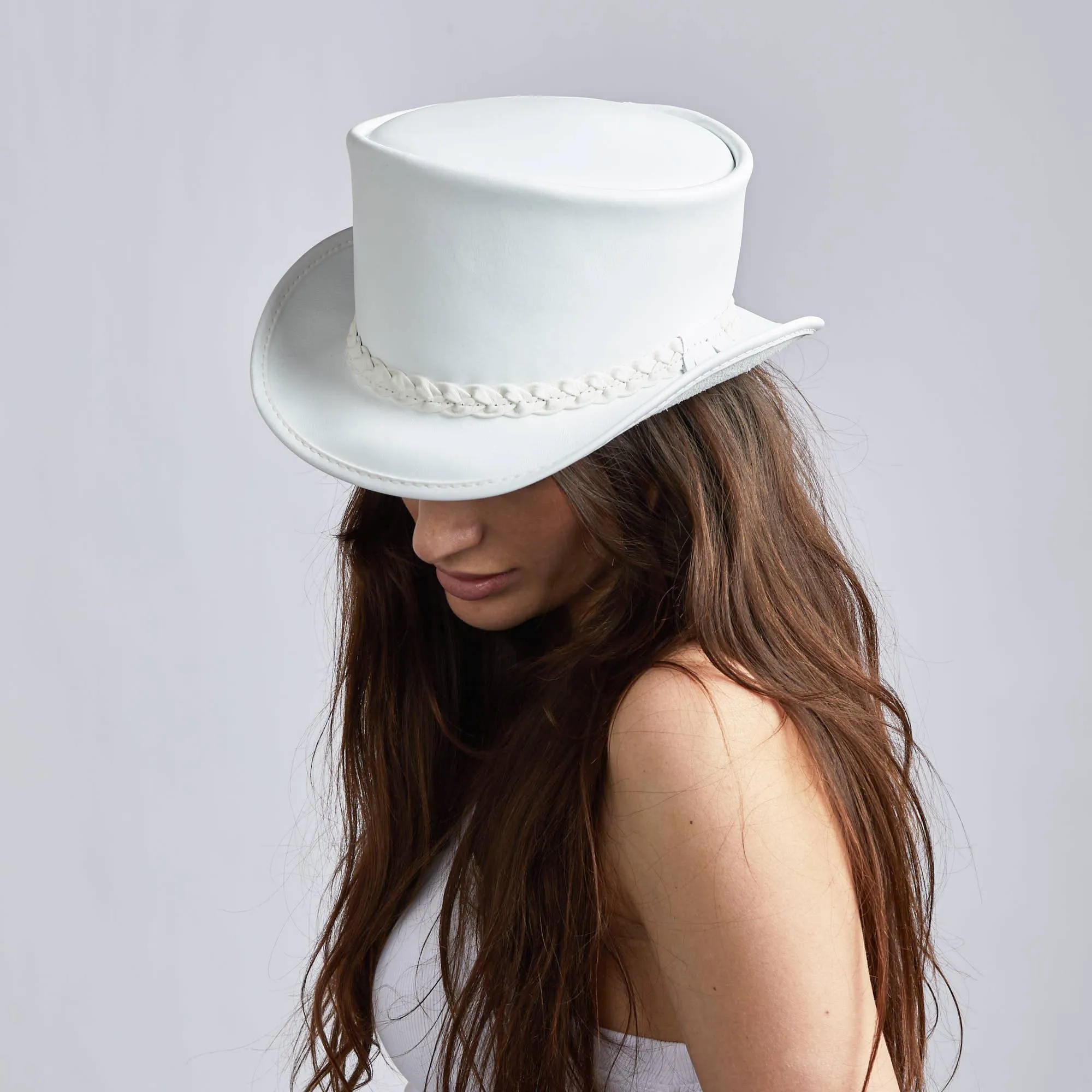 American Hat Makers Ghost Rider - White Leather Top Hat