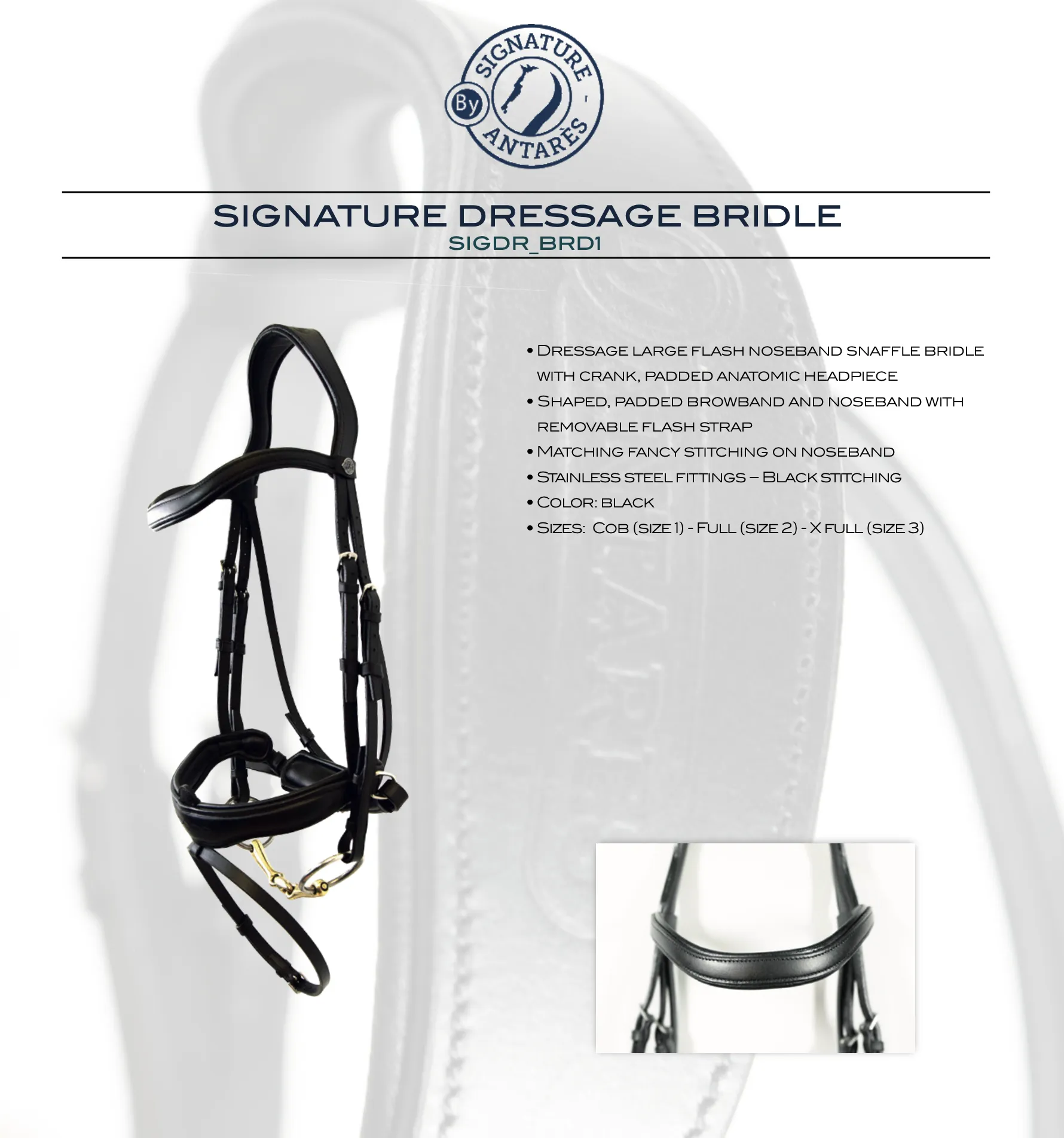Antares Signature Bridon  Dressage Bridle