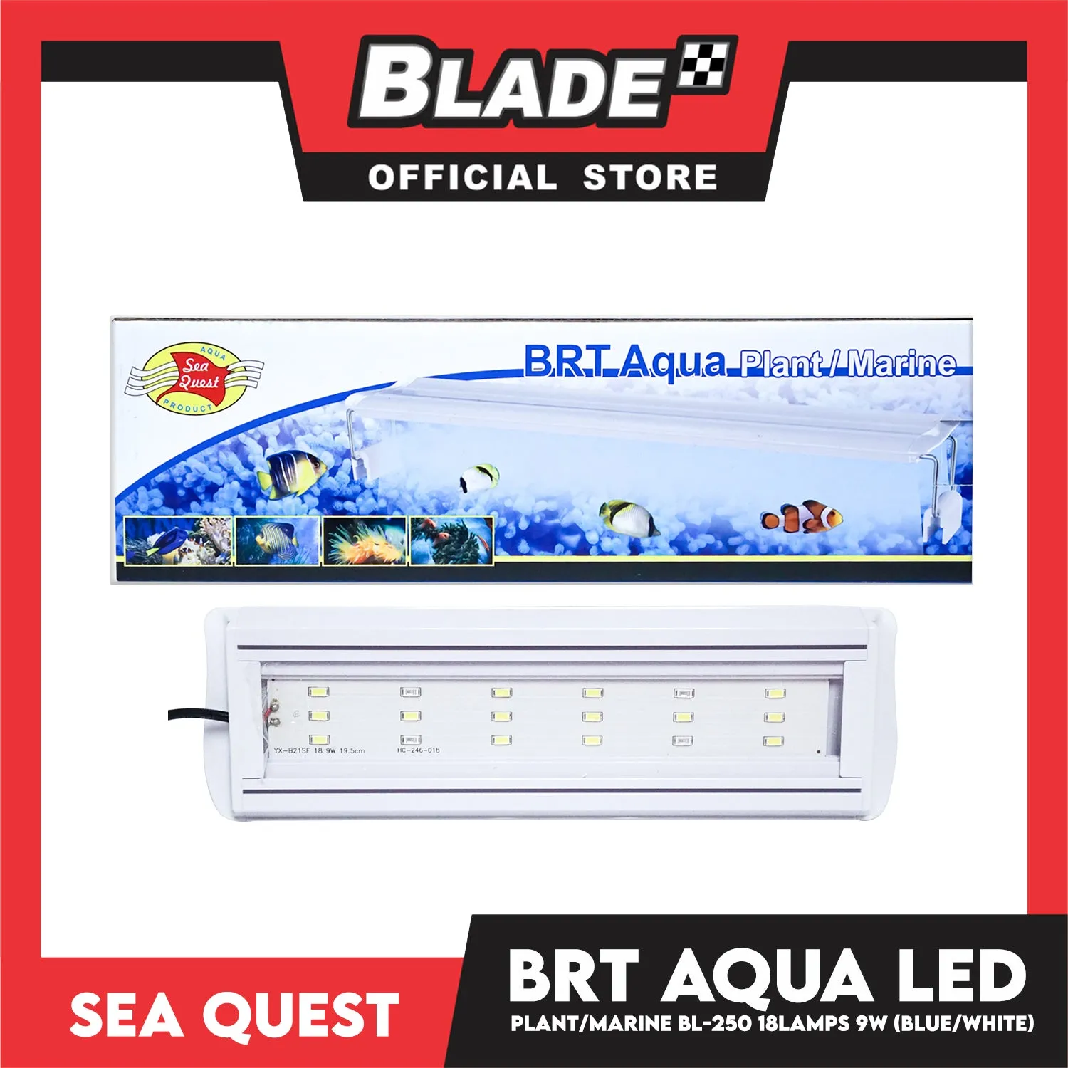 Aqua Sea Quest Product BRT Aqua Plant Marine (Blue/White) BL-250 23cm Lamp Size, 23-33cm Aquarium Size, Lamp Bead 18, 9W Power (2.5 Gallon)