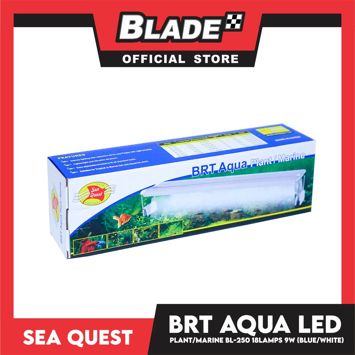 Aqua Sea Quest Product BRT Aqua Plant Marine (Blue/White) BL-250 23cm Lamp Size, 23-33cm Aquarium Size, Lamp Bead 18, 9W Power (2.5 Gallon)