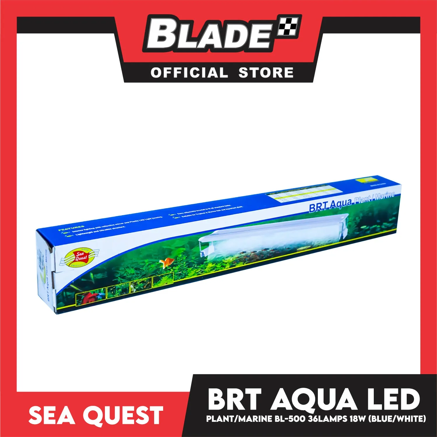 Aqua Sea Quest Product BRT Aqua Plant Marine (Blue/White) BL-500 50cm Lamp Size, 50-60cm Aquarium Size, Lamp Bead 36, 18W Power (15-20 Gallon)