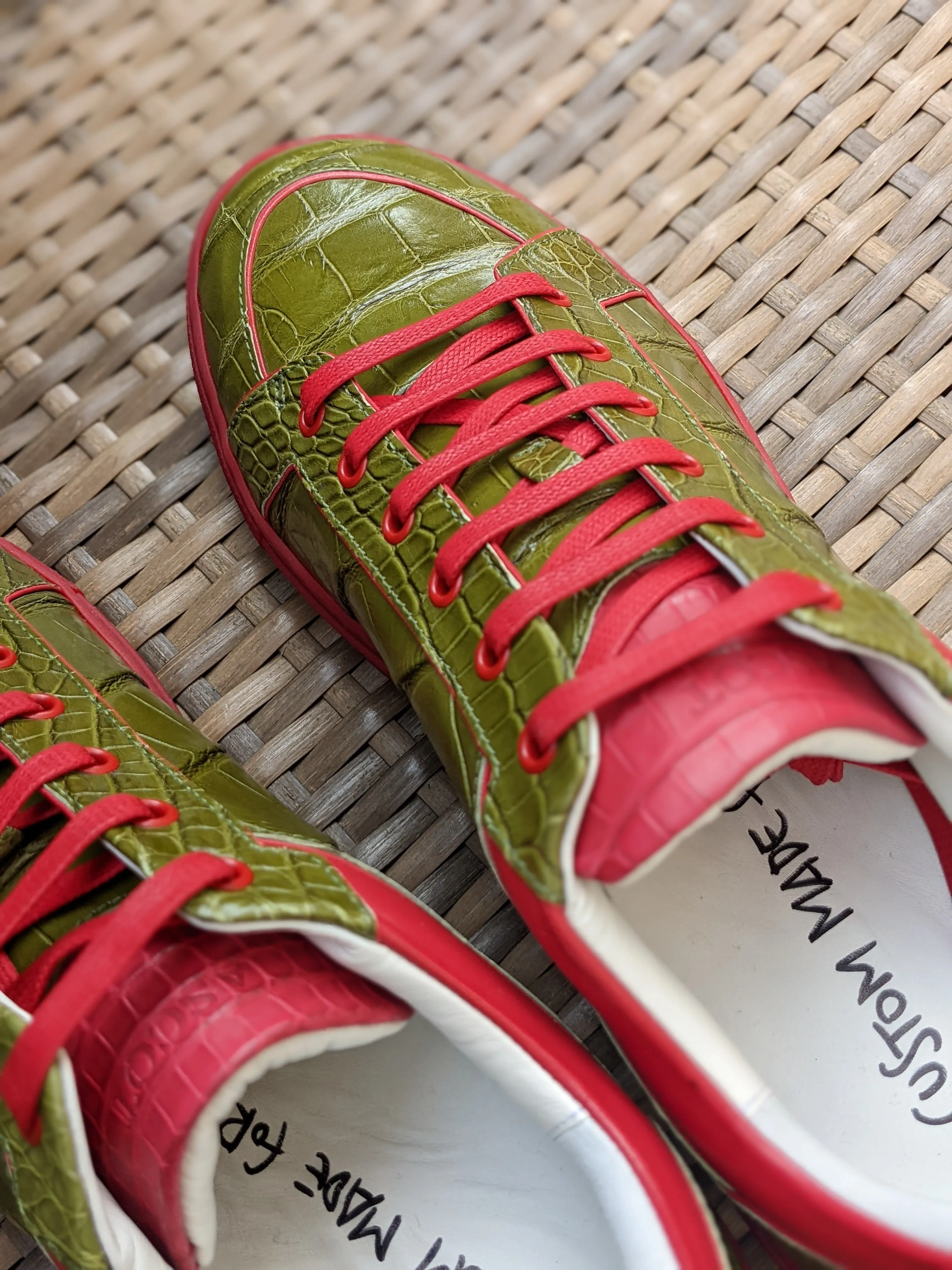 Ascot Sneakers - Olive Green Crocodile