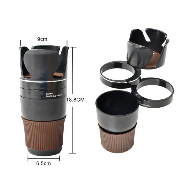 Automotive 5-in-1 Multipurpose Cup Holder & Instant Storage Organizer