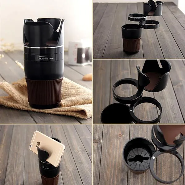Automotive 5-in-1 Multipurpose Cup Holder & Instant Storage Organizer