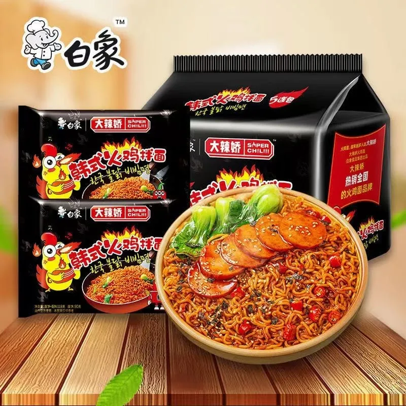 Baixiang Korean Style Spicy Chicken Stir-Fried Noodles - 119g x 5 Packs