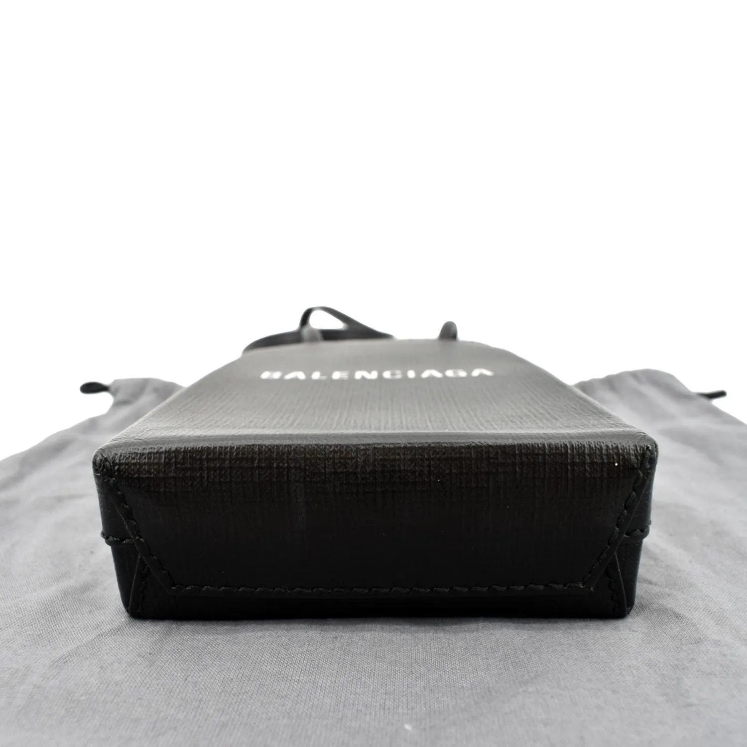 BALENCIAGA Leather Phone Holder Shopping Crossbody Bag Black