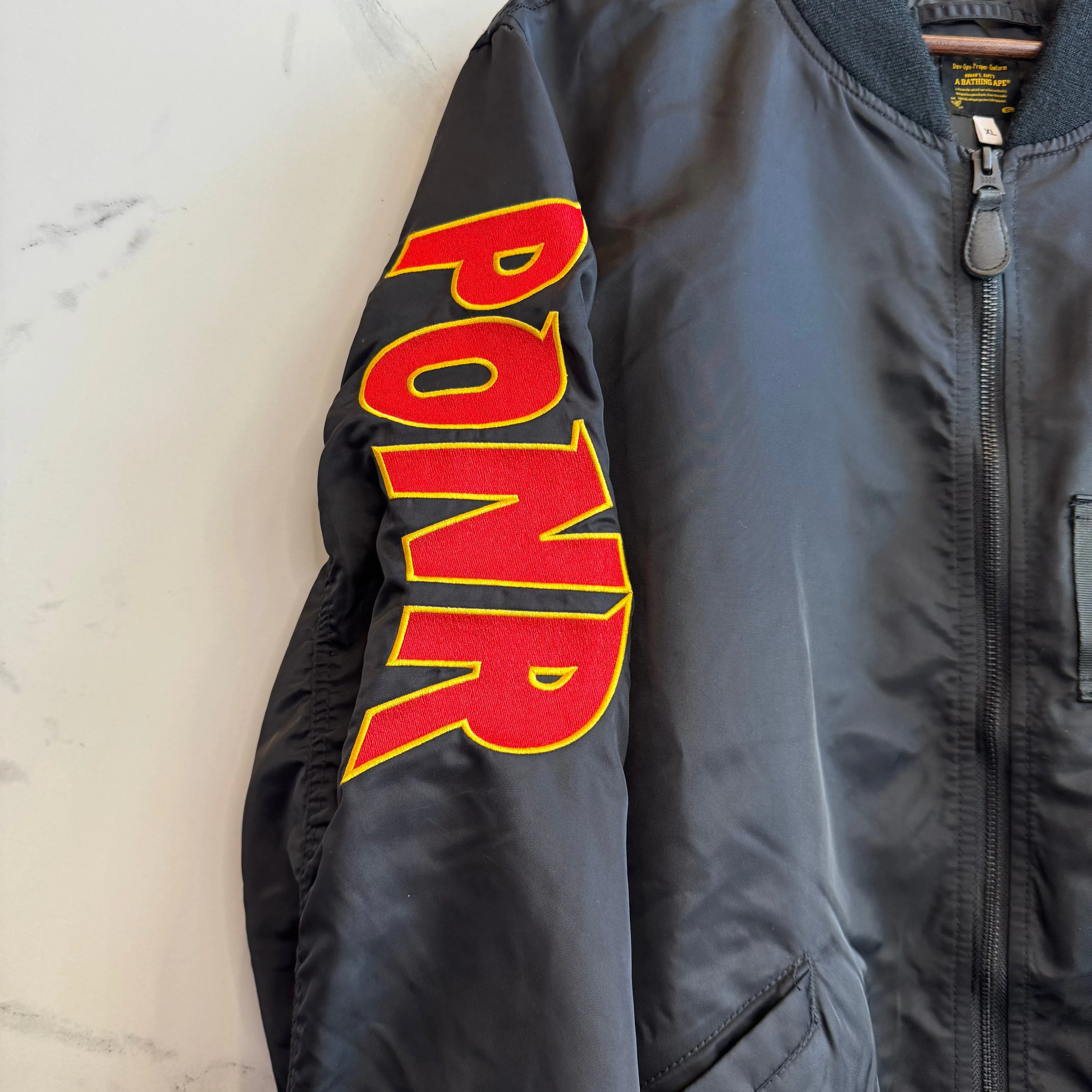 Bape Embroidered Bomber Jacket Black Shark XL