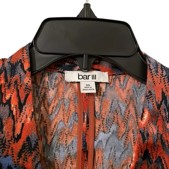 BAR III | Women’s Ikat Print Multicolor Scrunch Sleeve Blazer Size XS