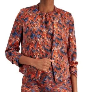 BAR III | Women’s Ikat Print Multicolor Scrunch Sleeve Blazer Size XS