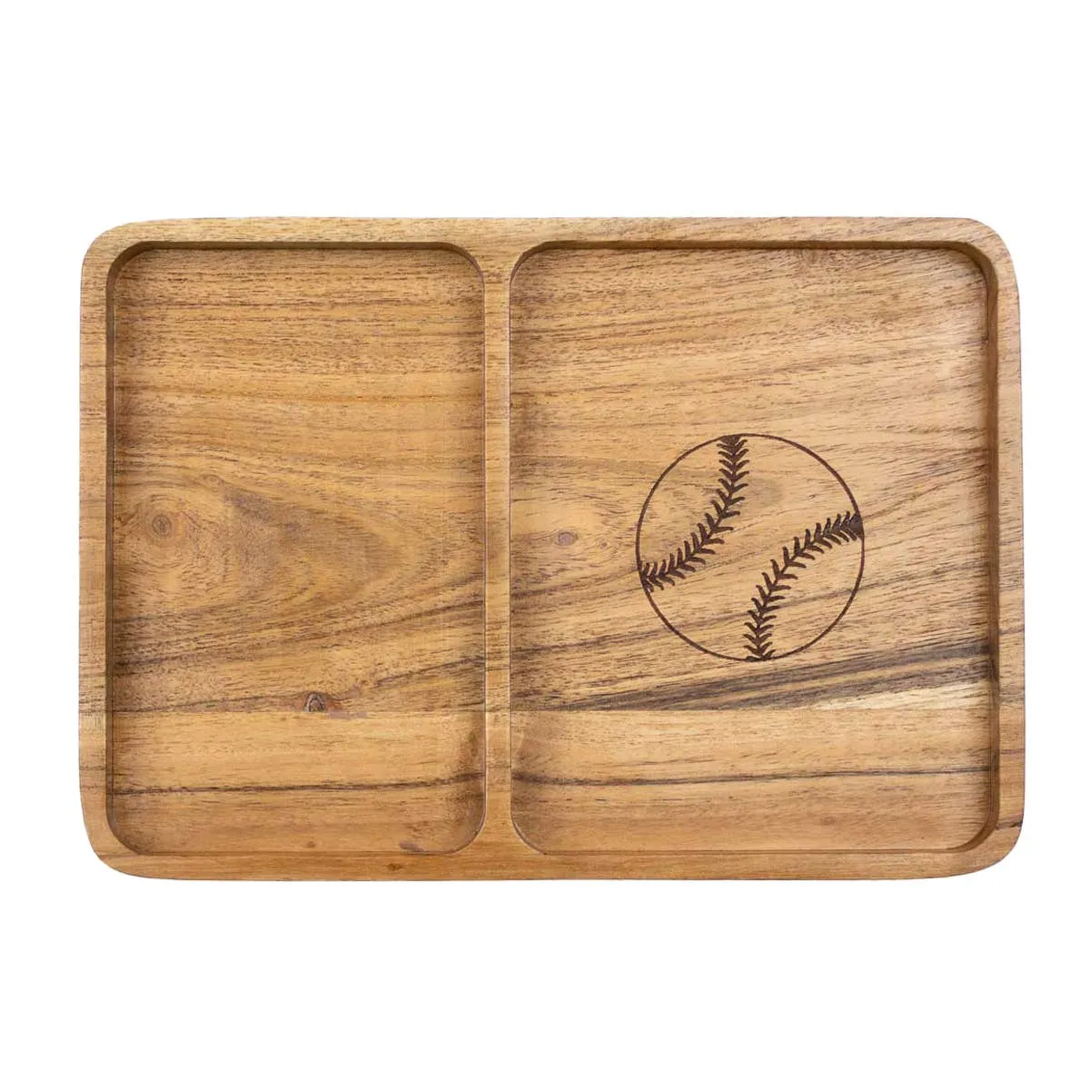 Baseball Etched Wood Valet Tray