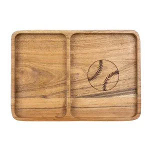 Baseball Etched Wood Valet Tray