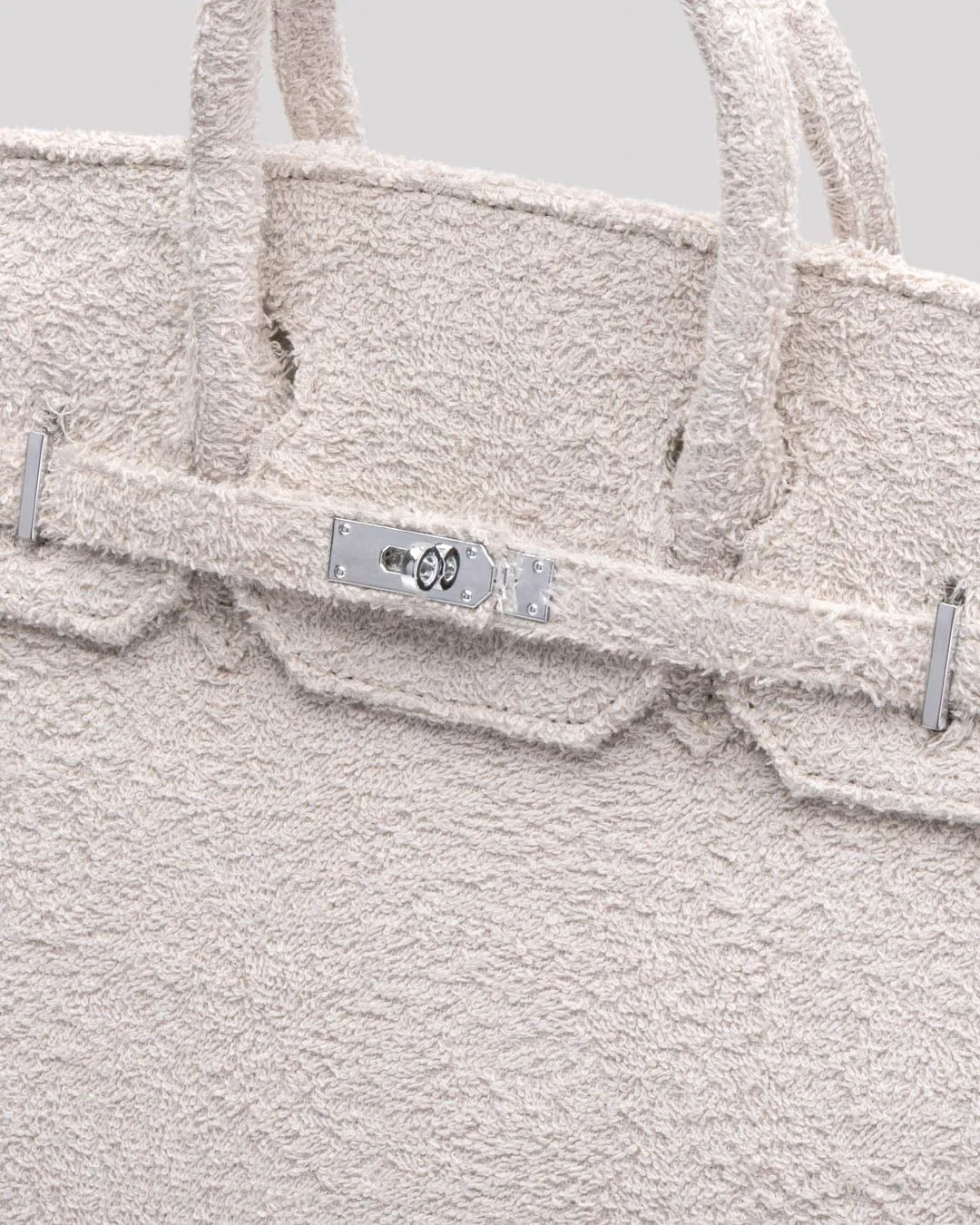 Beige Grey Terry Towelling Bag