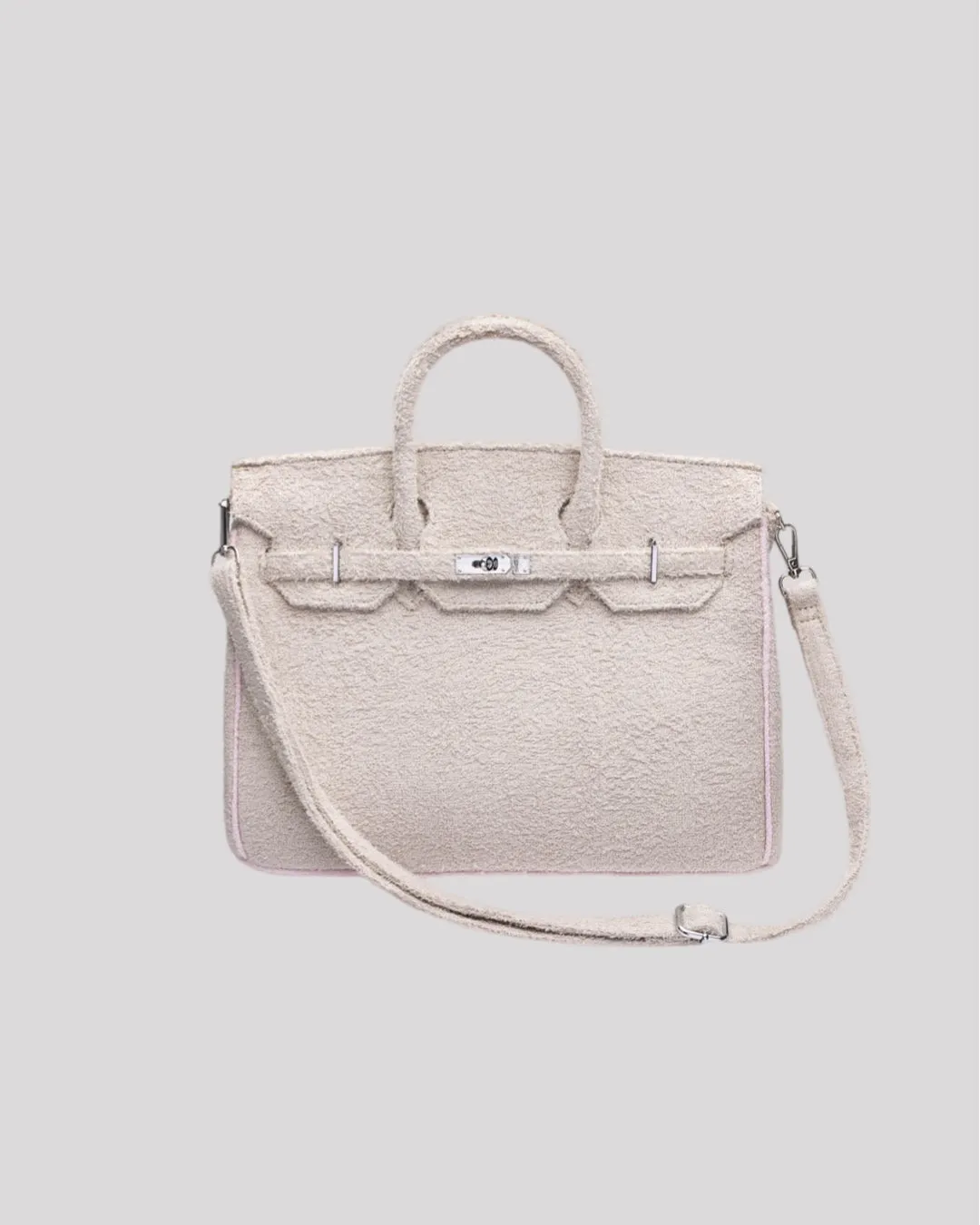 Beige Grey Terry Towelling Bag