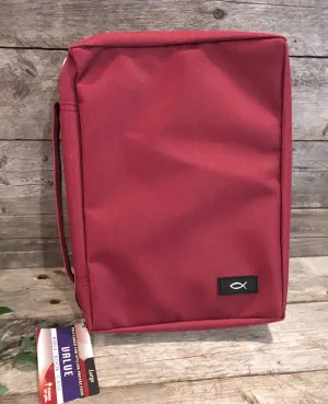 Bible Cover: Large Burgundy with Fish Emblem