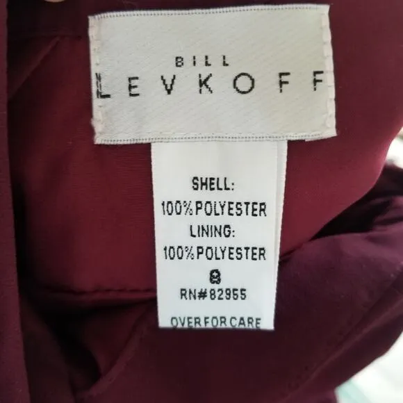 Bill Levkoff Dress 8 Bridesmaid Style 491 Wine One Shoulder Full Skirt NWT