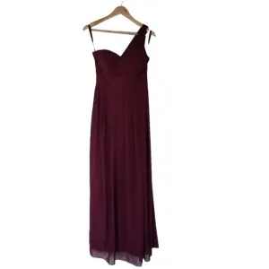 Bill Levkoff Dress 8 Bridesmaid Style 491 Wine One Shoulder Full Skirt NWT