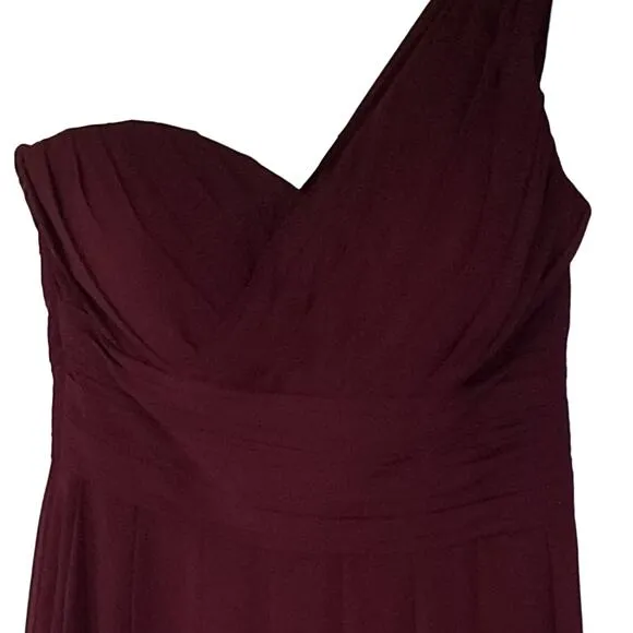 Bill Levkoff Dress 8 Bridesmaid Style 491 Wine One Shoulder Full Skirt NWT