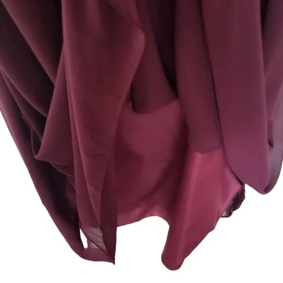 Bill Levkoff Dress 8 Bridesmaid Style 491 Wine One Shoulder Full Skirt NWT