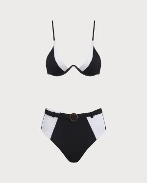 Black Contrast Triangle Bikini Set