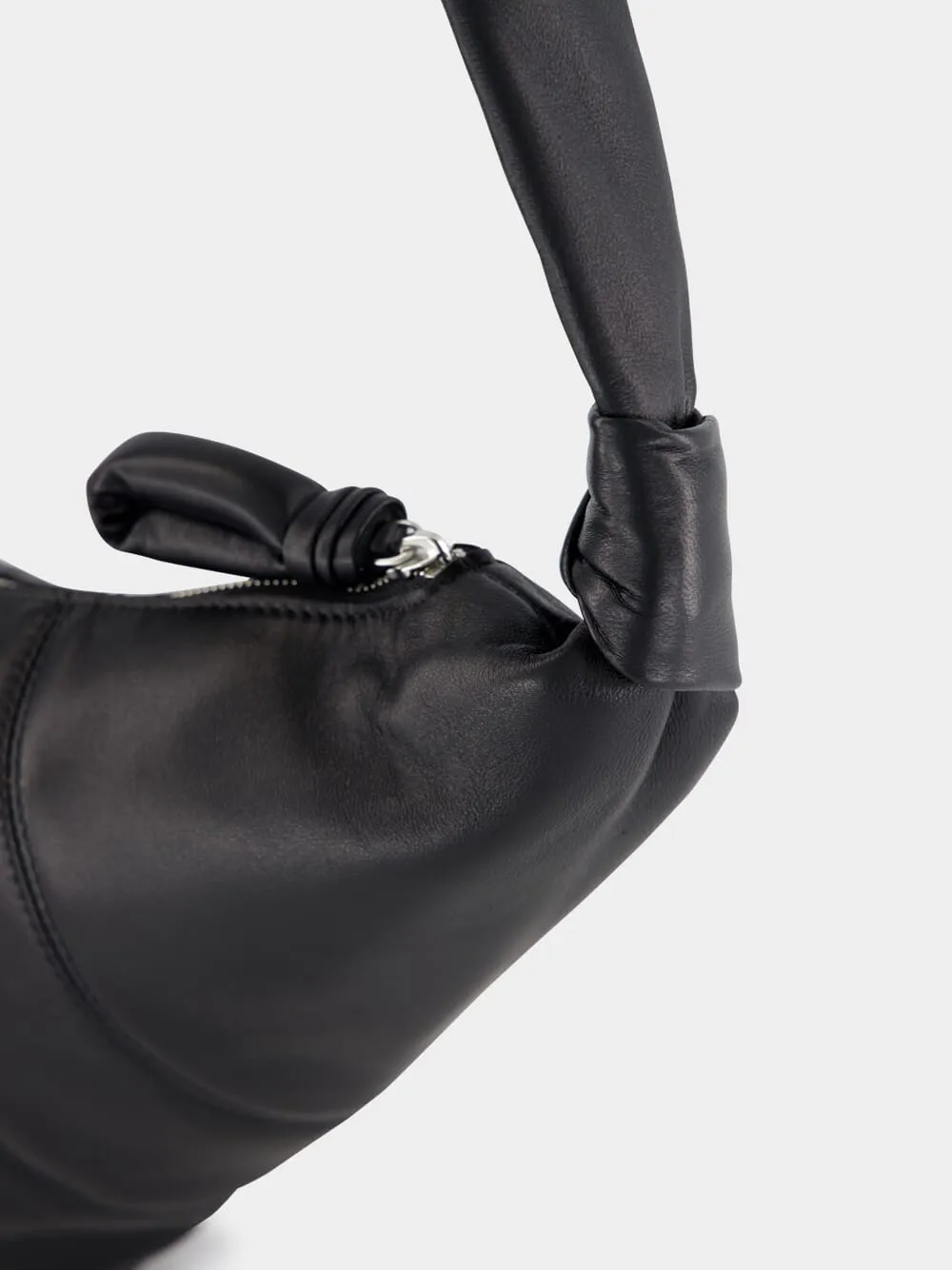 Black Medium Croissant Bag in Soft Nappa Leather