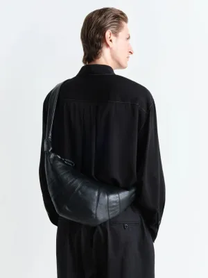 Black Medium Croissant Bag in Soft Nappa Leather